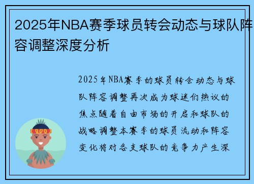 2025年NBA赛季球员转会动态与球队阵容调整深度分析